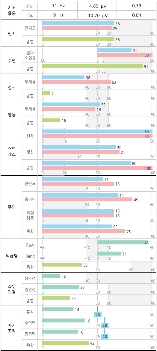 결과지 1쪽 좌우 수치와 종합 세부표